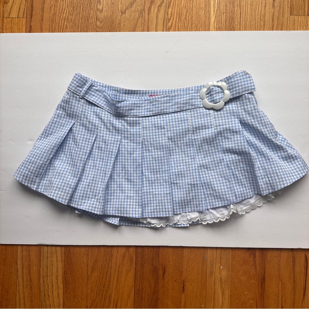 Tyler McGillivary Blue Gingham Pleated Skirt Medium